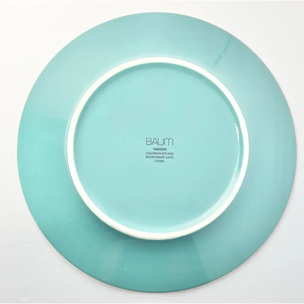 Baum Brothers “Tangiers (Turquoise)” 16-Piece Ceramic Dinnerware Set, Service 4